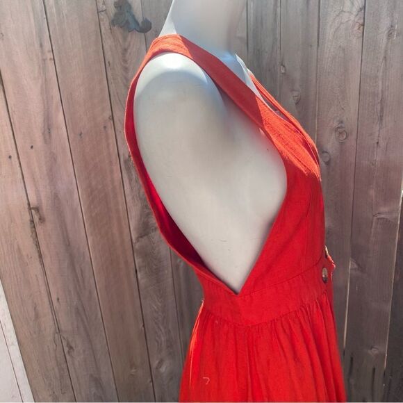 NEW FREE PEOPLE Red DIANA Wrap Cotton Midi Dress size XS - Picture 6 of 12
